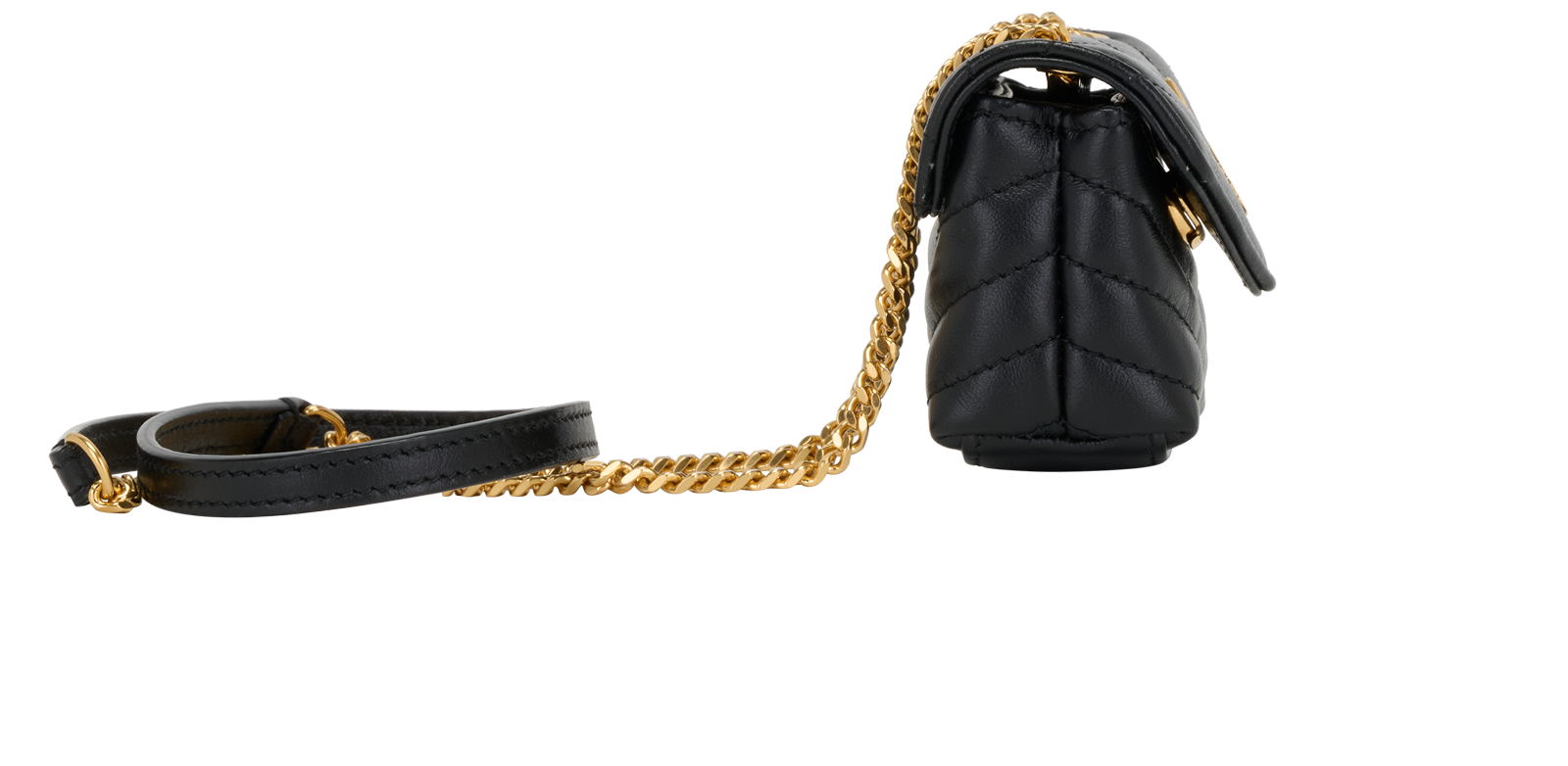 Saint Laurent LouLou Airpod Case, &pound;395, Accessories, Black, Leather, Side view